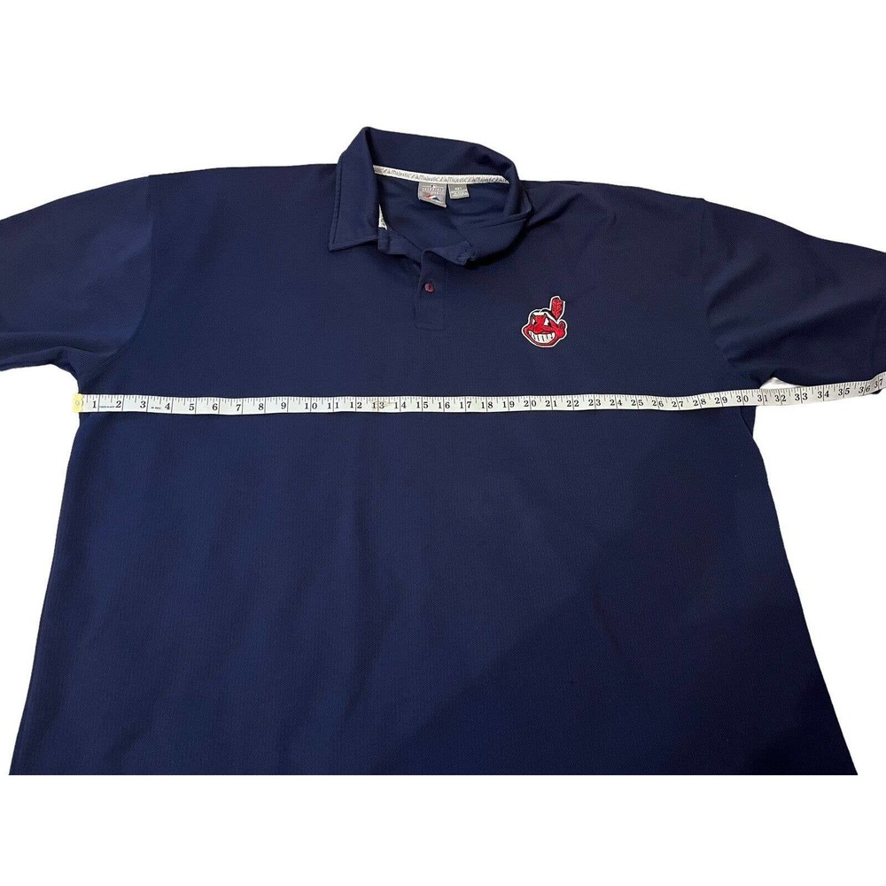 Cleveland Indians Polo Shirt Men's 4XT Blue Golf Chief Wahoo Indians Majestic - Picture 7 of 7
